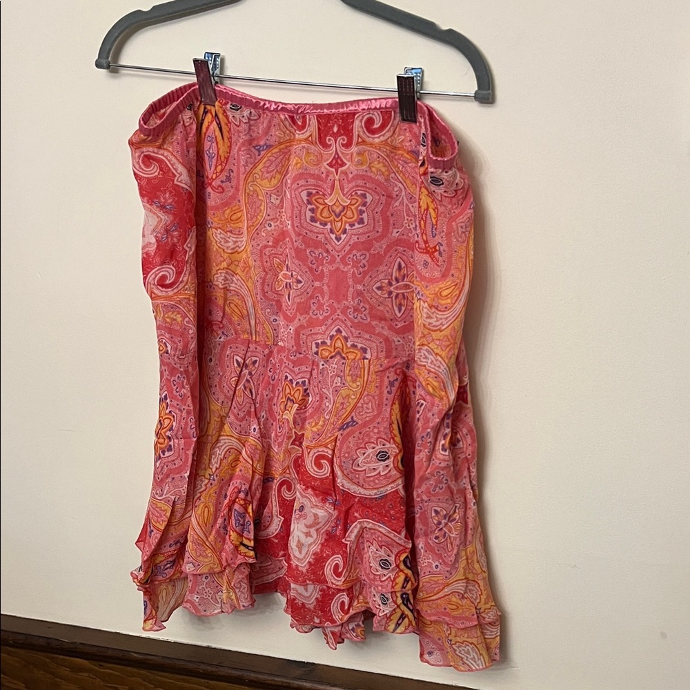 Floral Paisley Pink Tiered Ruffle Skirt